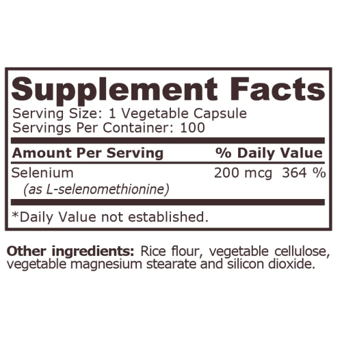 PURE NUTRITION - SELENIUM 200 mcg, 100 Veg Capsules - 1
